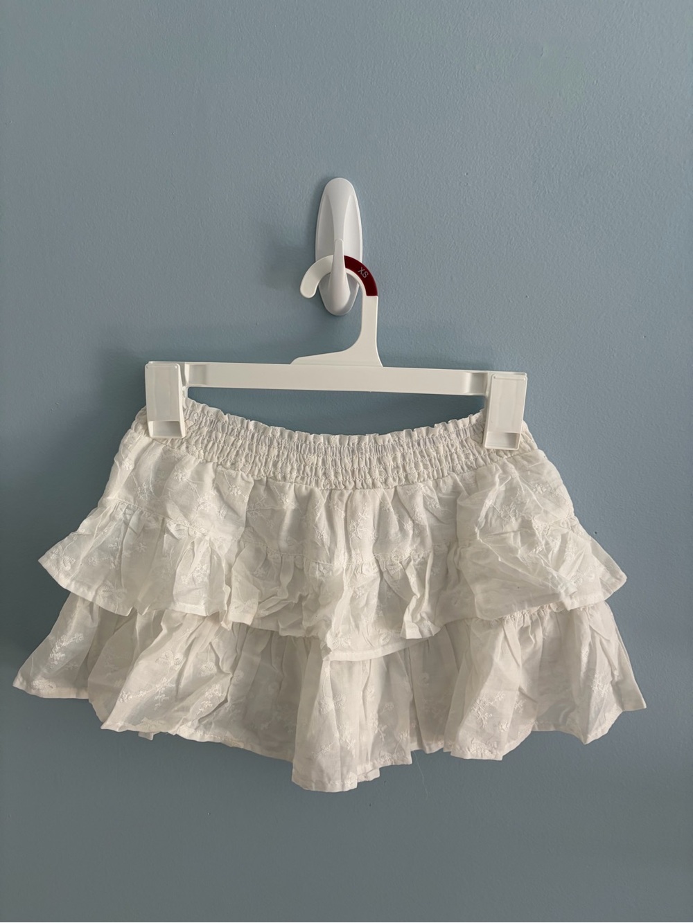 Passport White Tiered Ruffle Mini Skirt